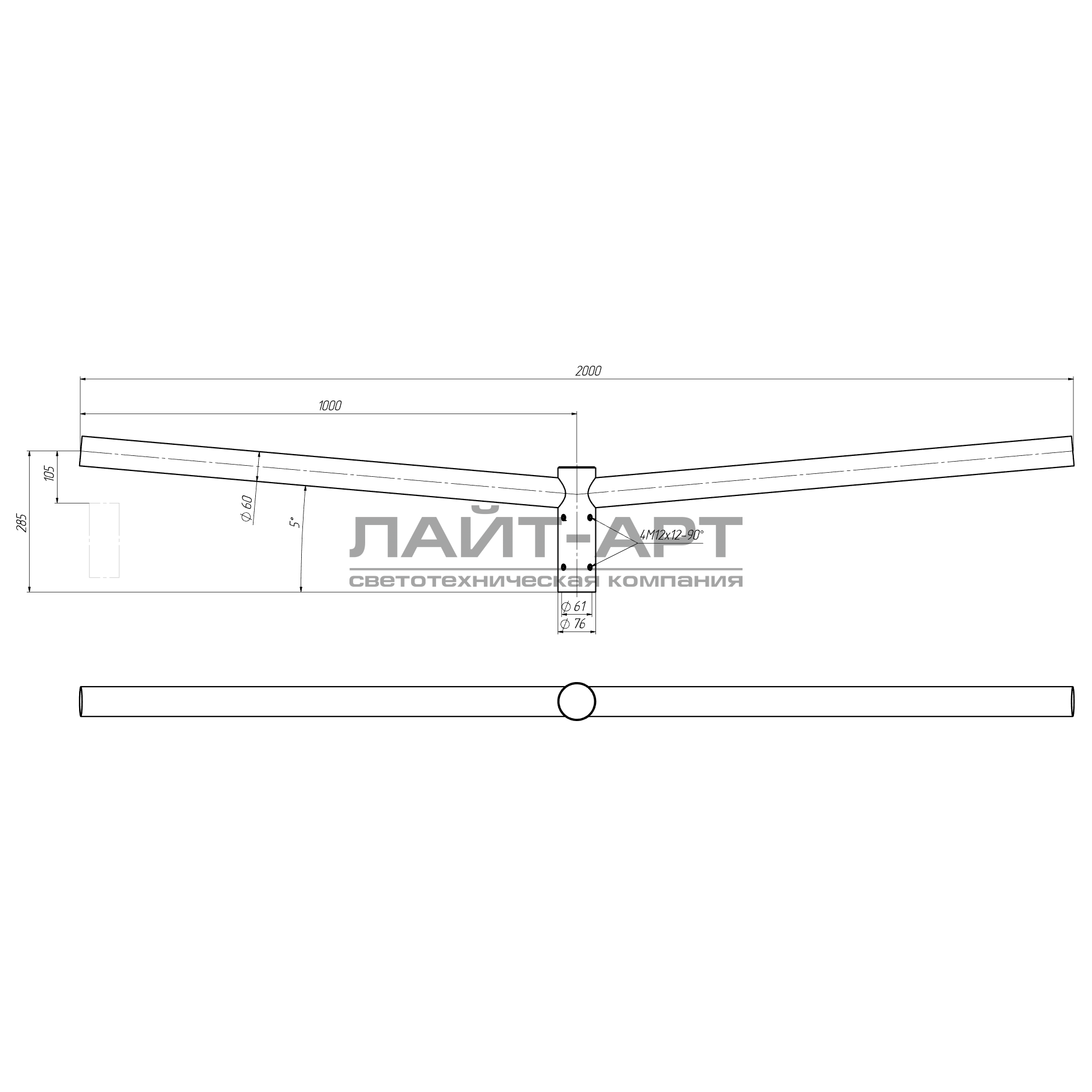 Алюминиевый кронштейн ВР-4/2/1,0/5